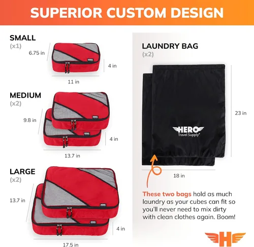 Vista 22 de HERO - Juego de 5 organizadores de equipaje con 2 bolsas de lavandería