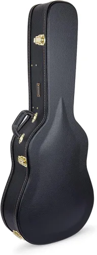 Vista 29 de Crossrock Estuche de madera para guitarra clásica de tamaño completo 4/4, diseño superior arqueado, interior de felpa, pestillos de metal Negro