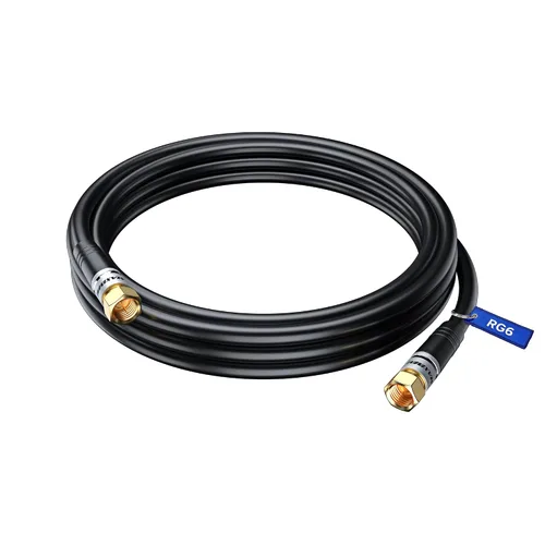 Vista 17 de Cable coaxial RG6, triple blindado, sin oxígeno, cable de cobre para TV, Internet y más, cable coaxial flexible de 1.5 pies, color blanco
