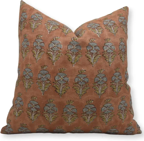 Vista 9 de Fundas de almohada hechas a mano con estampado de bloques de 14 x 14 pulgadas, tela de lona de pato, decoración para sofá, cama, interior, exterior