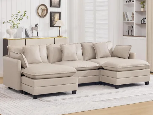 Vista 72 de Sofá modular en forma de nube de 113 pulgadas, sofás de asiento profundo de gran tamaño para sala de estar, sofá modular tapizado de chenilla