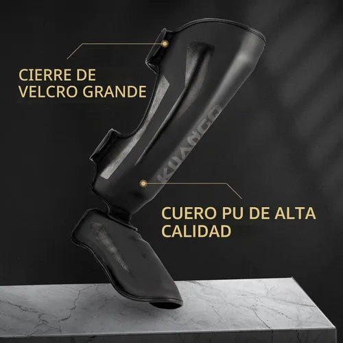 Vista 3 de Espinilleras de Muay Thai, Muay Thai artes marciales para patear piernas y empeine almohadillas de protección para engranaje de kickboxing