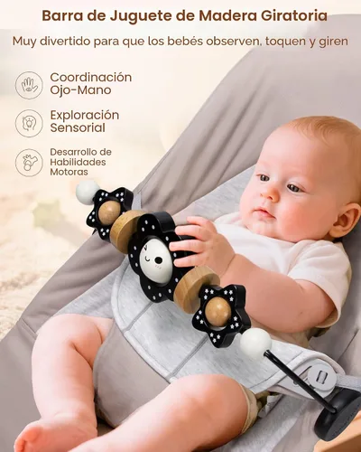 Vista 3 de TinlyFinly Baby Bouncer - Barra de juguete de madera compatible con Baby Bjorn Bouncer, accesorio de juguete de ajuste apretado y seguro, muy