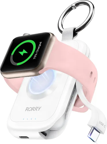 Vista 9 de RORRY CharmGo - Cargador para Apple Watch, cargador portátil de 2500 mAh Azul