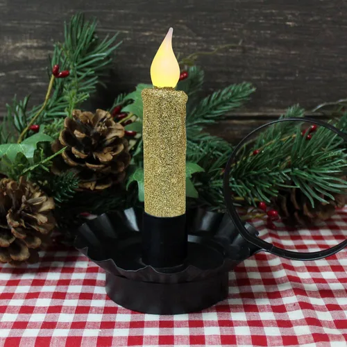 Vista 2 de CVHOMEDECO. Velas LED sin llama con purpurina parpadeantes que funcionan con pilas, con temporizador para el hogar, boda, Halloween, decoración