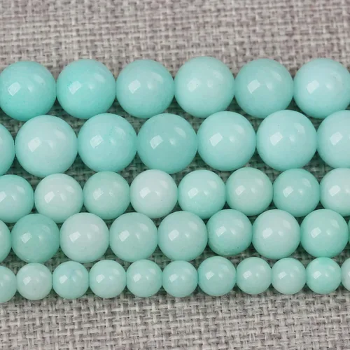 Vista 89 de 4MM 86 piezas Cuentas sueltas de piedra natural de amazonita calcedonia para hacer joyería DIY Pulsera Collar 1 hebra