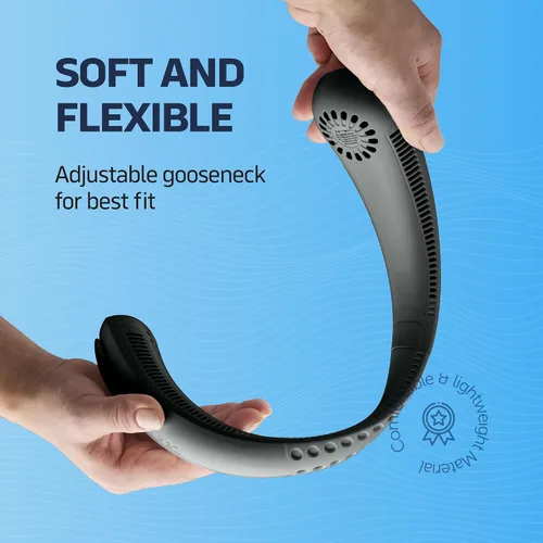 Vista 6 de NEXAIR Ventilador de cuello portátil de enfriamiento manos libres, ventilador de cuello ligero sin aspas, 3 velocidades, batería de 2400 mAh, tiempo