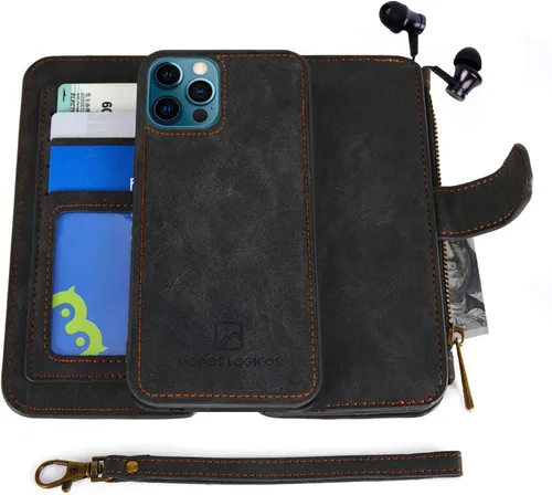 Vista 30 de MODOS LOGICOS Funda para iPhone 11, cartera desmontable, 2 en 1, almacenamiento en efectivo con cremallera, hasta 14 ranuras para tarjetas, 1 Negro