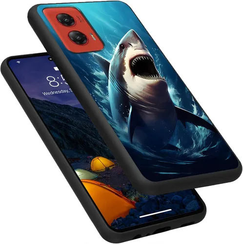 Vista 180 de Funda para Motorola Moto G Play 4G 2024, delgada y ligera, de silicona de TPU suave, color negro, ultrafina, para Motorola Moto G Play 4G 2024, Art