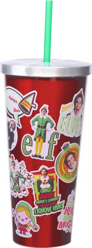 Vista 6 de Spoontiques A Christmas Story - Vaso de acero inoxidable, 24 onzas, taza de viaje aislada de doble pared con popote