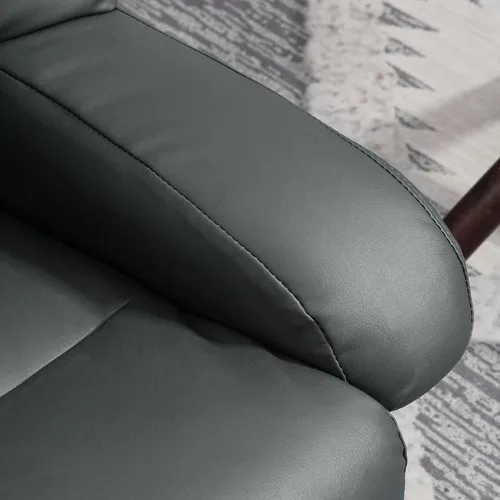 Vista 9 de HOMCOM Silla reclinable de masaje con otomana, reclinable giratorio de 360° y reposapiés, vibración de 10 puntos, silla reclinable de piel sintética