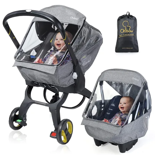 Vista 8 de Cubierta de invierno para asiento de bebé con ventana transparente, cubierta universal para asiento de coche con ventana con cremallera y Negro