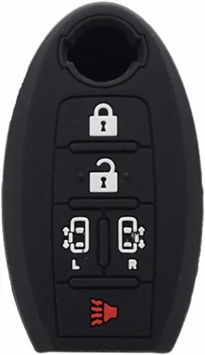 Vista 3 de Carcasa de silicona para llave de coche de 5 botones para Nissan TEANA SYLPHY Tiida X-Trail Ariya Murano March DayZ Hyper Punk Black