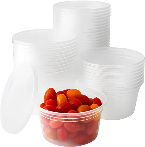 Vista 9 de Recipientes de plástico de 8 onzas sin BPA de grado deli-Grade con tapas, 48 unidades a prueba de fugas, para microondas, para pedidos para llevar
