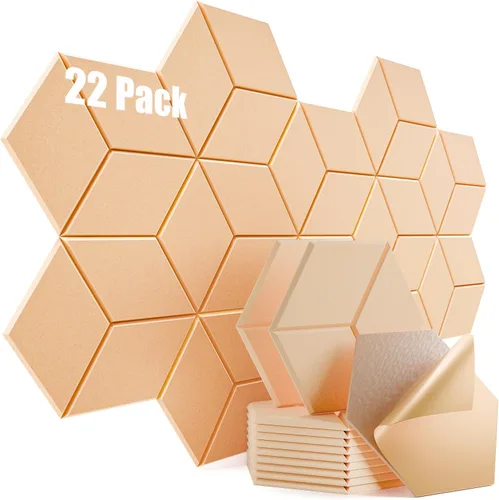 Vista 139 de Paquete de 12 paneles acústicos autoadhesivos de 12 x 10 x 0.4 pulgadas, paneles de espuma a prueba de sonido con alta densidad, elegante diseño