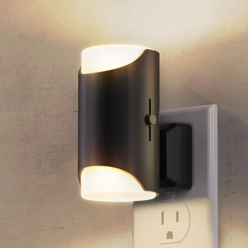Vista 9 de L LOHAS LED Luz nocturna con sensor de movimiento, mini luces nocturnas activadas por movimiento, enchufar a la pared, luz giratoria con sensor