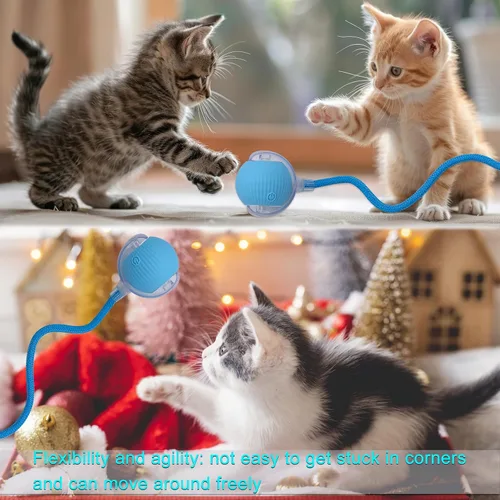Vista 9 de Pelota interactiva de juguete para perros y gatos: pequeño juego para mascotas con luz LED y cola de cuerda para activar el movimiento, lindo regalo