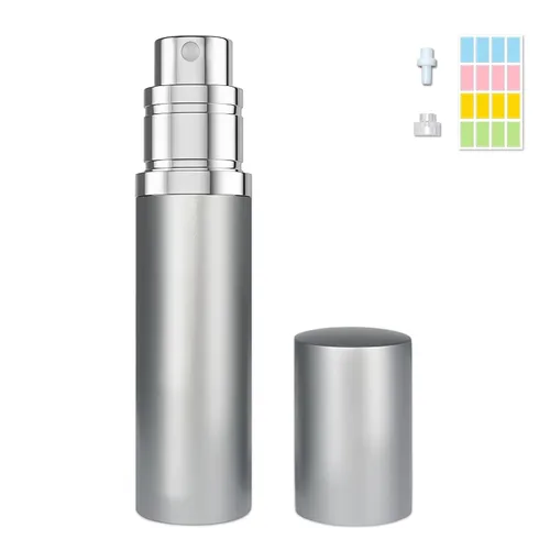 Vista 8 de Botella recargable de viaje de perfume, atomizador portátil, botella atomizadora, bomba de aroma de fragancia, relleno desde la parte inferior Negro