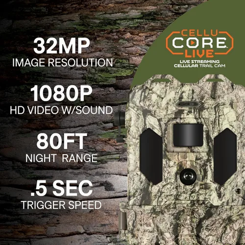 Vista 5 de Bushnell Cellucore Live Cellular Trail Camera, cámara de juego celular con conectividad dual SIM con transmisión en vivo de video e imágenes