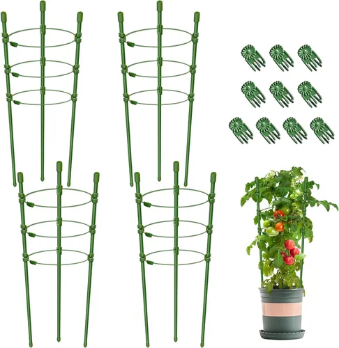 Vista 11 de Legigo Paquete de 3 jaulas de soporte para plantas, jaulas de tomate para jardín, estacas ajustables de 18 pulgadas para plantas enrejadas, anillos