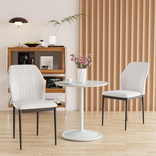 Vista 12 de ZckyCine Silla de comedor de piel sintética, silla de sala de estar, moderna silla auxiliar sin brazos de cocina con patas de metal