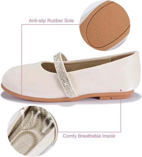 Vista 3 de Zapatos de vestir para niñas con flores, zapatos de princesa Mary Jane, zapatos de ballet para niños pequeños y grandes, zapatos elegantes
