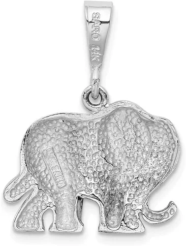 Vista 3 de Colgante de elefante de oro blanco sólido de 14 quilates (0,75 x 0,98 pulgadas)