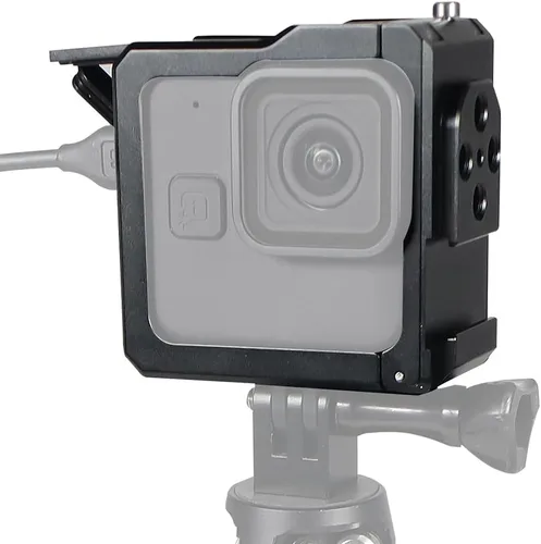 Vista 9 de Marco protector de jaula para GoPro Hero 11 Black Mini, aleación de aluminio, agujero de extensión de 1/4 pulgadas, carcasa de jaula de cámara