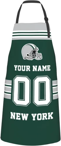 Vista 27 de Delantales personalizados del estilo del fútbol, delantal personalizado de la cocina del nombre y del número, delantales impermeables modificados