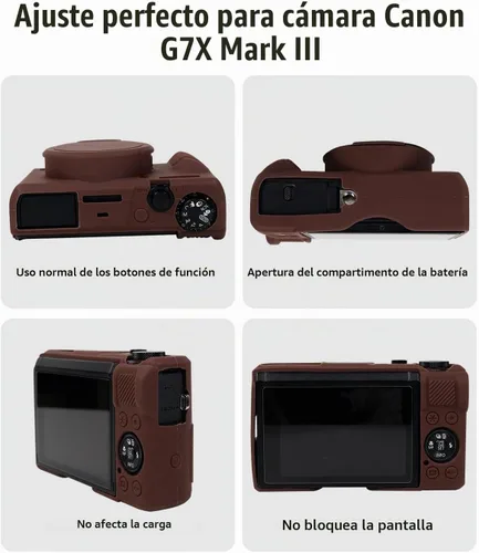 Vista 3 de Funda para cámara Canon G7X Mark III con correa para la muñeca Marrón