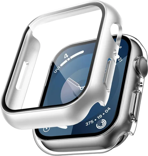 Vista 11 de TAURI - Juego de 2 carcasas rígidas para Apple Watch Series 10 (2024) 46mm, con protector de pantalla de cristal templado PC