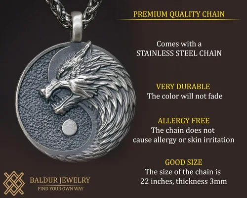 Vista 31 de Collar Yin Yang para hombre, joyería colgante de alta calidad de aspecto antiguo, regalos de Yin Yang, joyería vikinga para hombres