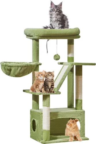 Vista 15 de Taoqimiao - Árbol para gatos, torre de 38.5 pulgadas para gatos de interior, adecuada para gatitos con lujoso condominio para gatos con cestas