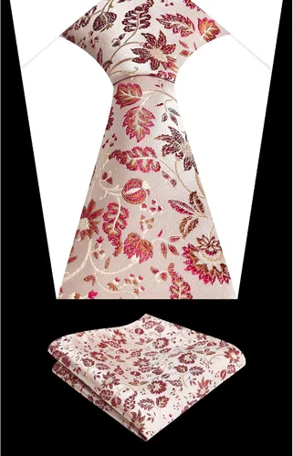 Vista 197 de Alizeal Mens 3.15inches Leaf Flower Pattern Tie with Floral Pocket Square Set