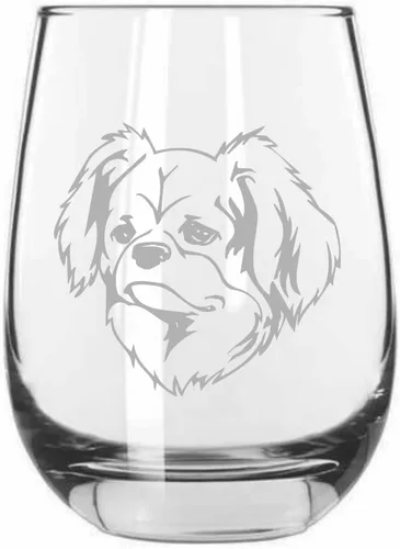 Vista 115 de Shar Pei (chino) - Vaso de vino sin tallo grabado para perro, 15.25 onzas