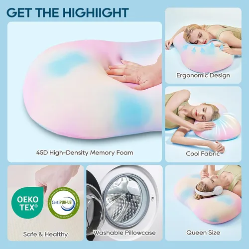 Vista 2 de AIRSKY Almohadas suaves de espuma viscoelástica, almohada para dormir de lado, almohada refrescante para dormir, certificada CertiPUR-US, inodora