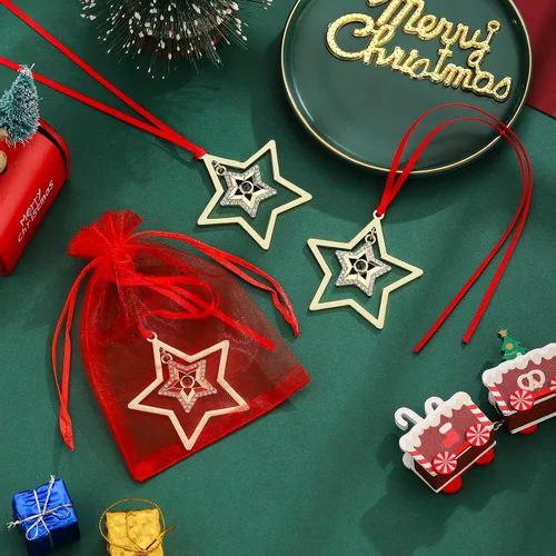 Vista 2 de 3 adornos colgantes para árbol de Navidad, decoración de árbol de Navidad de metal, para fiestas en interiores, hogar, familia, fiesta de mascotas