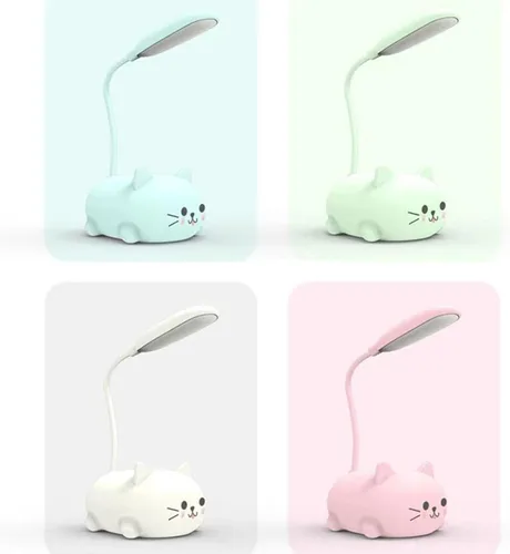 Vista 4 de Lámpara LED para Niños, Mini Lámpara de Gato para Mesa, Luz Nocturna LED Portátil, Linda Lámpara de Escritorio, Luz de Lectura Recargable por USB