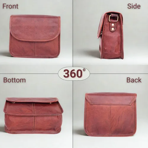 Vista 6 de 9" Small Leather Crossbody Bags for Women Genuine Brown Leather Purse, Cute Shoulder Handbag, Vintage Cross Body Mini Bag