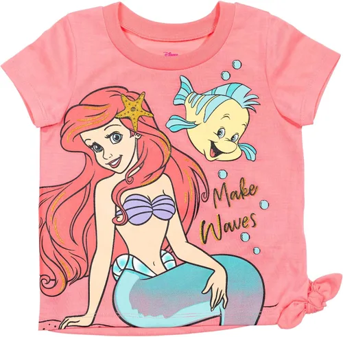 Vista 2 de Disney Frozen Moana Princess Tiana - Conjunto de camiseta floral y pantalones cortos de rizo francés para niños pequeños y grandes