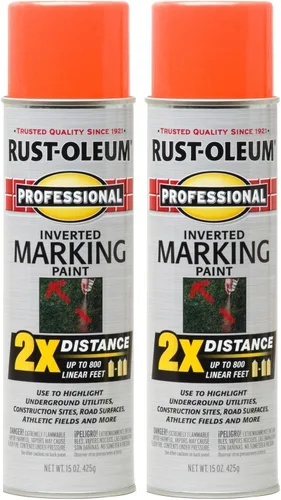 Vista 4 de Rust-Oleum 266575 Pintura en aerosol profesional de distancia 2X y marca invertida, 15 onzas, azul de precaución Utility Marking, Construction