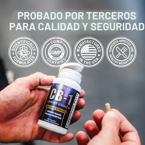 Vista 4 de Supragenix CB-1 Píldoras para aumentar de peso (90 unidades) Apoyo para ganar peso para mujeres y hombres Potenciador del apetito clínicamente