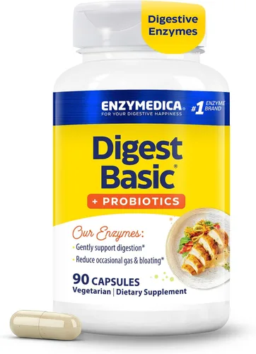 Vista 10 de Enzymedica Digest Basic + Probióticos - 30 Cápsulas Digestive Enzyme Supplement for Women & Men, Enzyme and Probiotic Capsules for Digestion, Gut