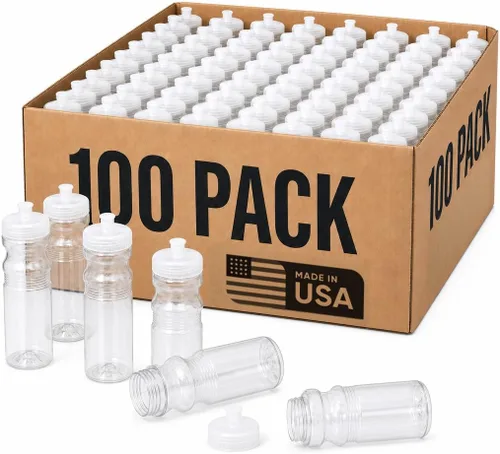 Vista 13 de Rolling Sands Botellas de agua reutilizables a granel, paquete de 100 botellas de agua deportivas de 24 onzas, fabricadas en Estados Unidos, sin Rojo