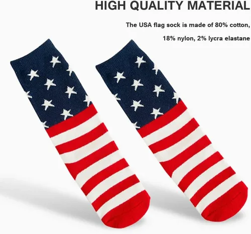 Vista 2 de Calcetines con la bandera de Estados Unidos para niños, calcetines de estrella hasta la rodilla para niños y niñas