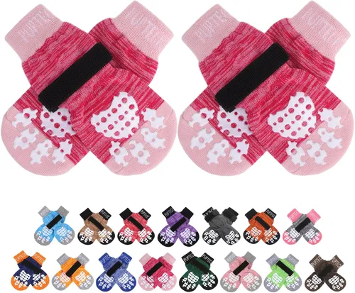 Vista 20 de PUPTECK Calcetines antideslizantes para perros con agarres de doble cara para perros pequeños, medianos y grandes, suelos de madera dura que evitan