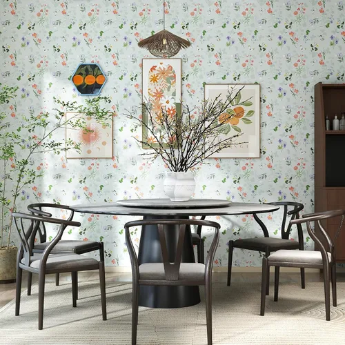 Vista 6 de Timeet Papel tapiz vintage para despegar y pegar, papel tapiz floral bohemio, papel de contacto de mariposa, papel de pared autoadhesivo extraíble