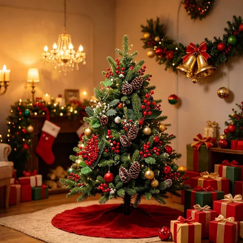Vista 6 de DR.DUDU Paquete de 12 ramitas de bayas artificiales para decoración de árbol de Navidad, tallos de bayas rojas de Navidad para manualidades
