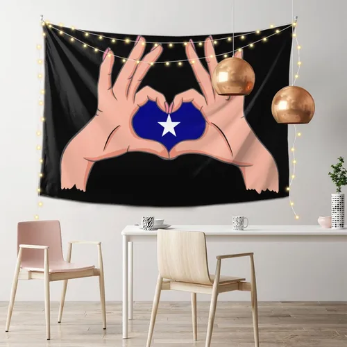 Vista 2 de LIFANGMI Holding A Heart Bonnie Blue Flag Tapestry Wall Hanging 60x40 Inch Bedroom Living Room Dormitory Home Decoration Wall Tapestry