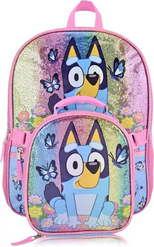 Vista 2 de Mochila Bluey con lonchera para niños, bolsa escolar de 16 pulgadas Azul